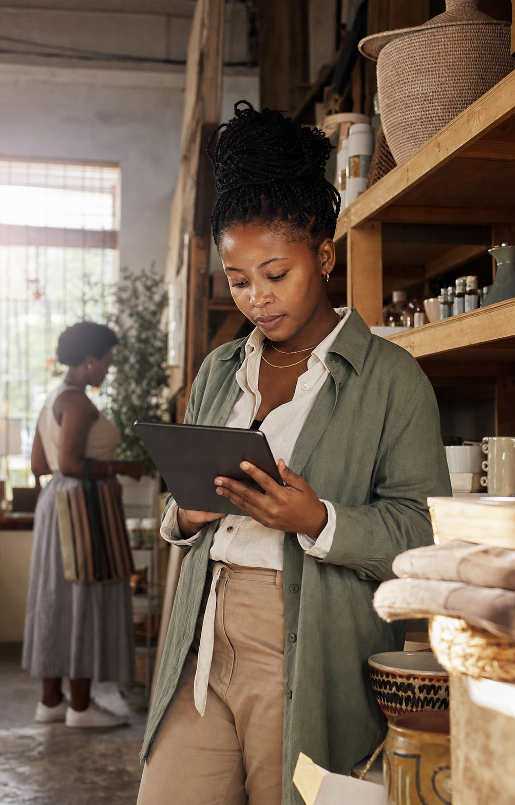 A South African entrepreneur managing her retail business